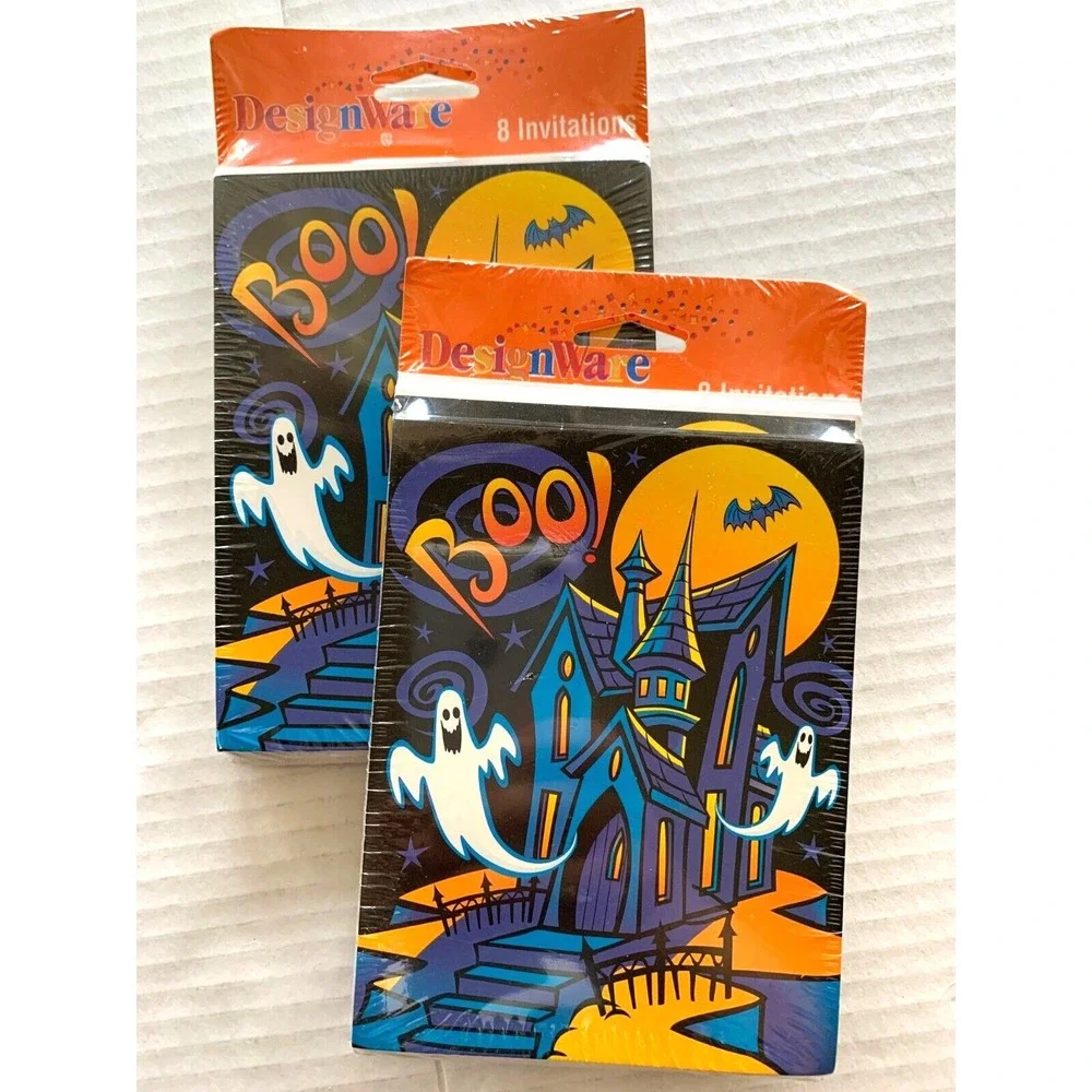 Vtg Halloween Party Invitations LOT of 2 Packs NIP AG Haunted House Ghost 16